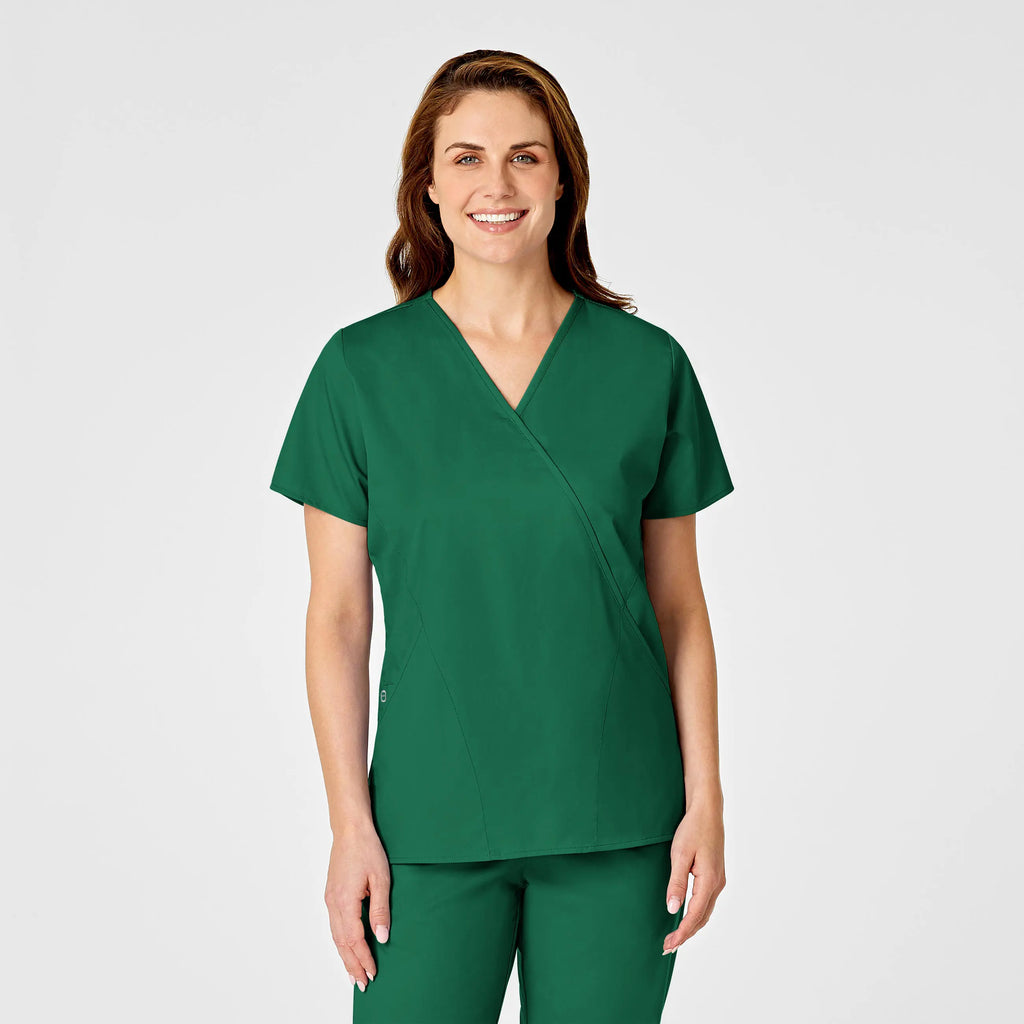 Wink Scrubs Women's WonderWORK Mock Wrap Scrub Top Hunter | scrub-supply.com