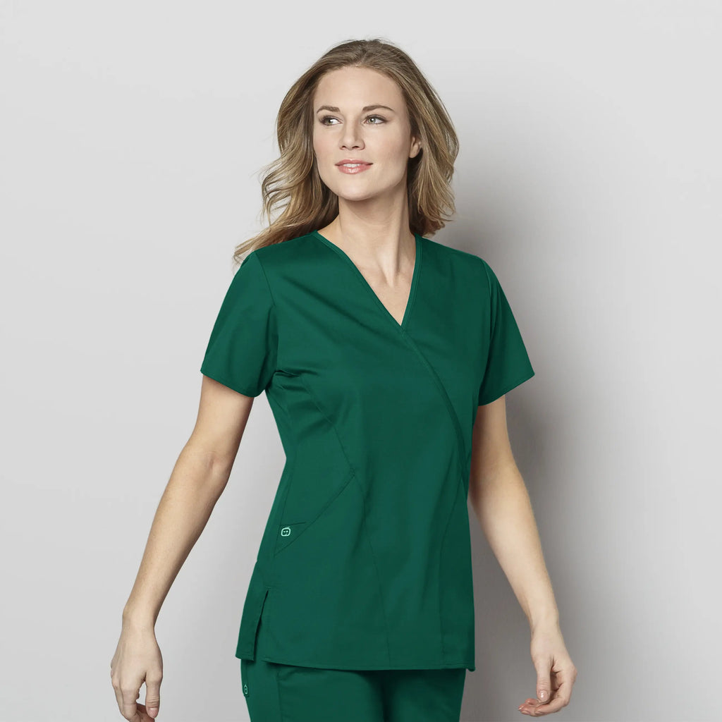 Wink Scrubs Women's WonderWORK Mock Wrap Scrub Top Hunter | scrub-supply.com