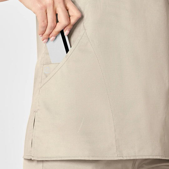 Wink Scrubs Women's WonderWORK Mock Wrap Scrub Top Khaki | scrub-supply.com