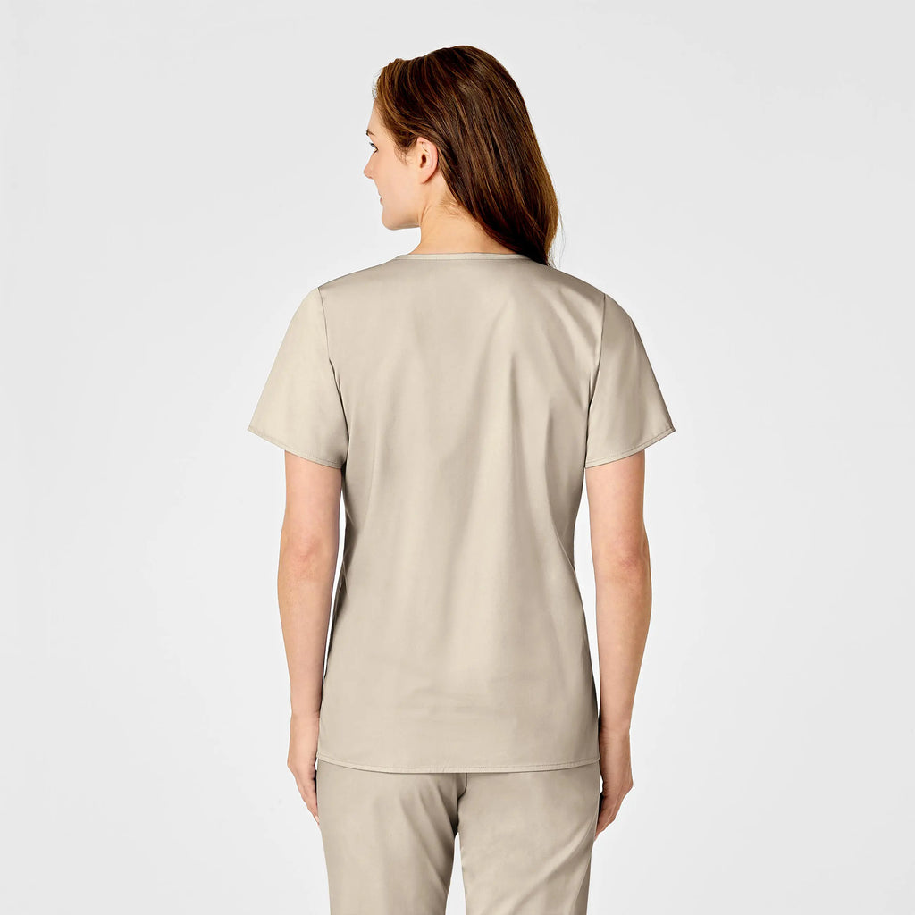 Wink Scrubs Women's WonderWORK Mock Wrap Scrub Top Khaki | scrub-supply.com