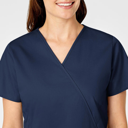Wink Scrubs Women's WonderWORK Mock Wrap Scrub Top Navy | scrub-supply.com