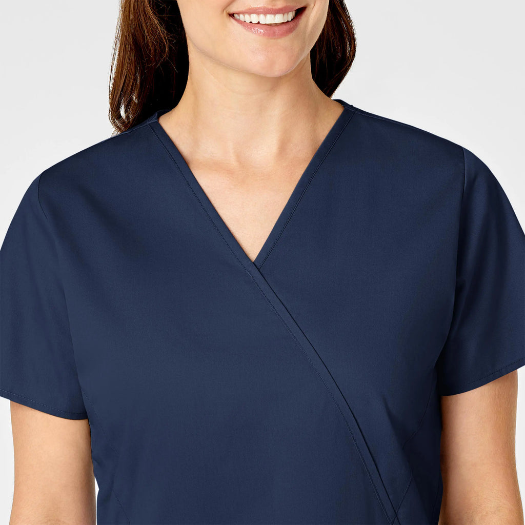 Wink Scrubs Women's WonderWORK Mock Wrap Scrub Top Navy | scrub-supply.com