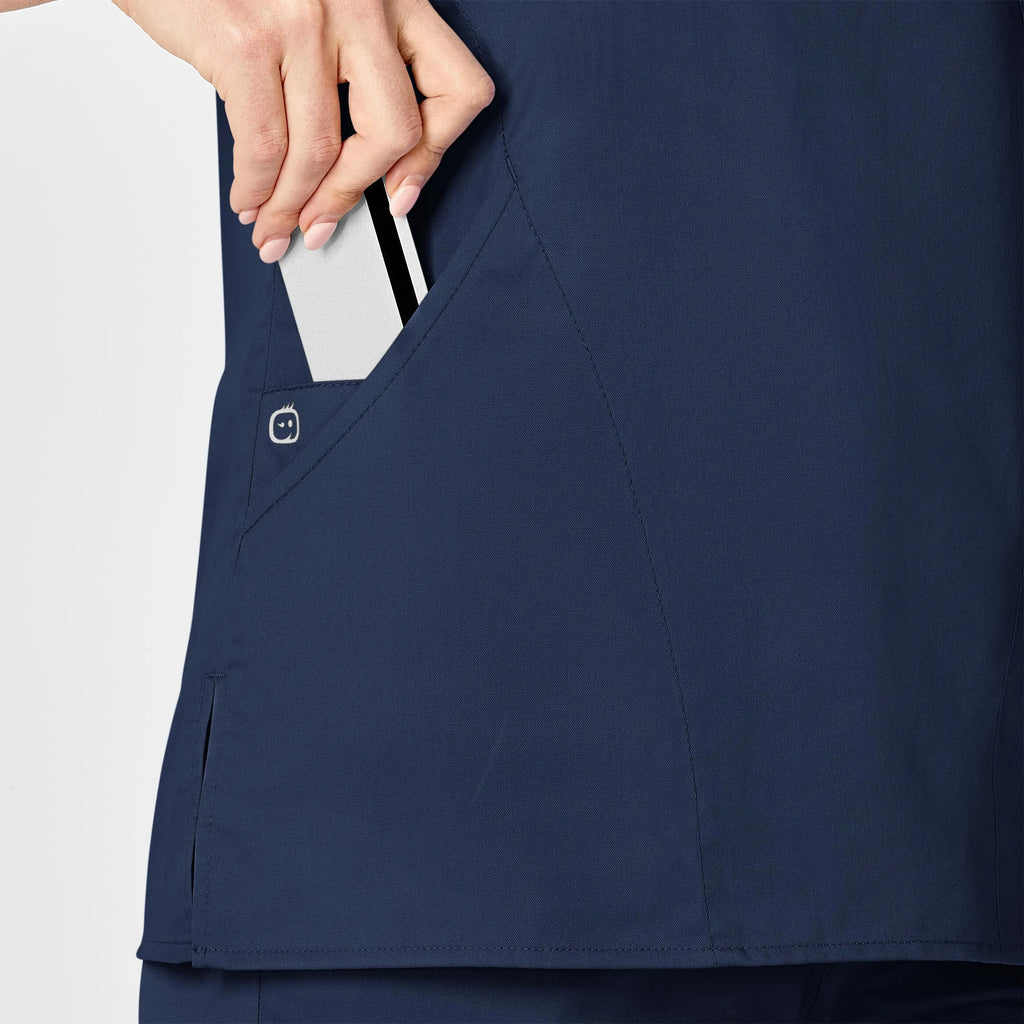 Wink Scrubs Women's WonderWORK Mock Wrap Scrub Top Navy | scrub-supply.com