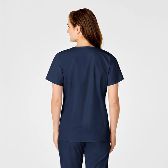 Wink Scrubs Women's WonderWORK Mock Wrap Scrub Top Navy | scrub-supply.com