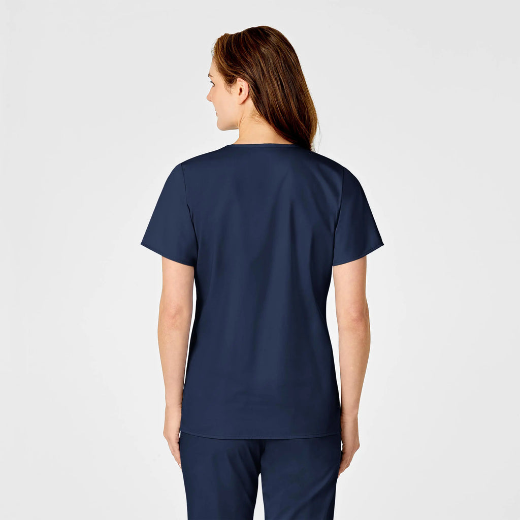 Wink Scrubs Women's WonderWORK Mock Wrap Scrub Top Navy | scrub-supply.com