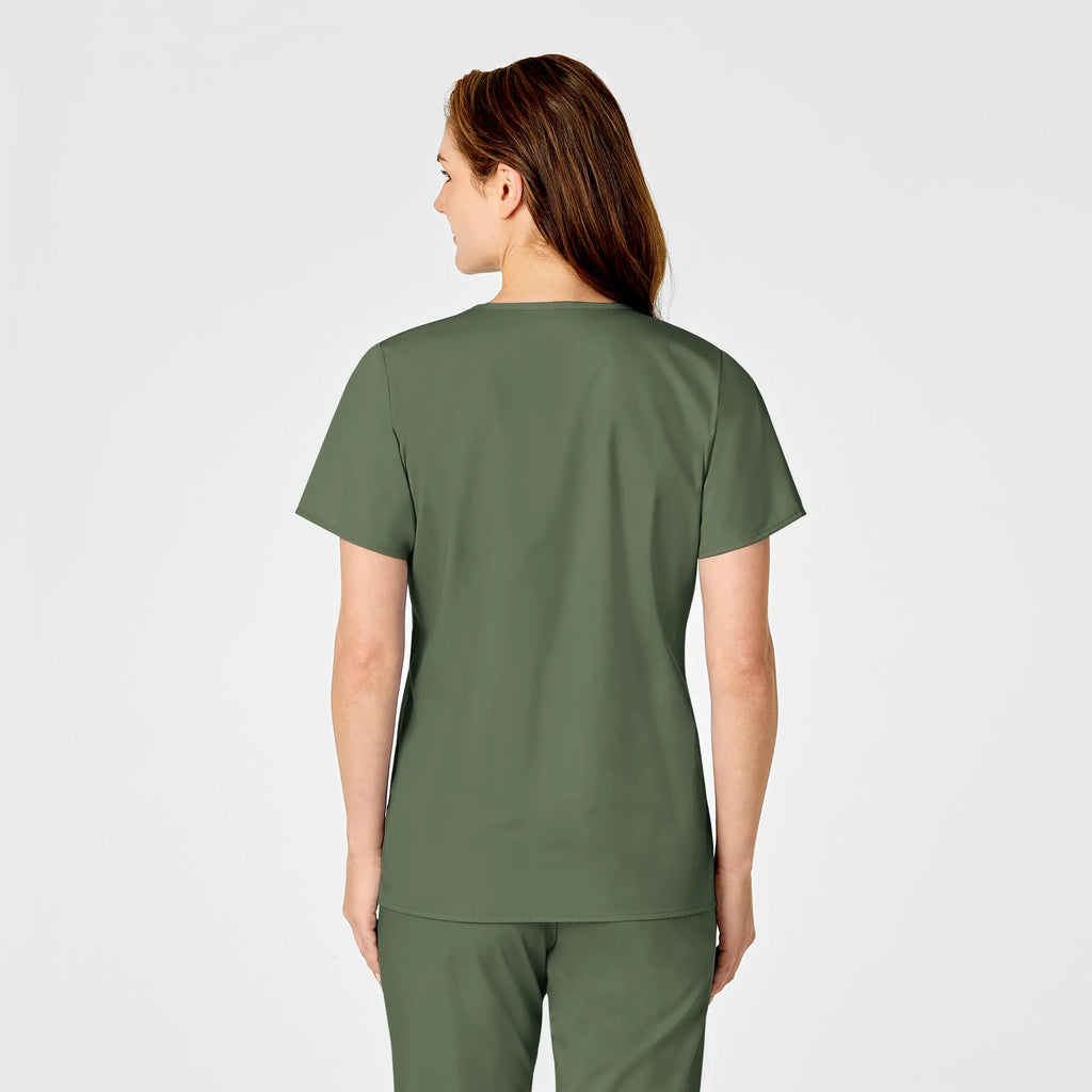 Wink Scrubs Women's WonderWORK Mock Wrap Scrub Top Olive | scrub-supply.com