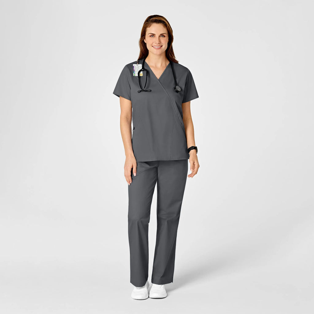 Wink Scrubs Women's WonderWORK Mock Wrap Scrub Top Pewter | scrub-supply.com