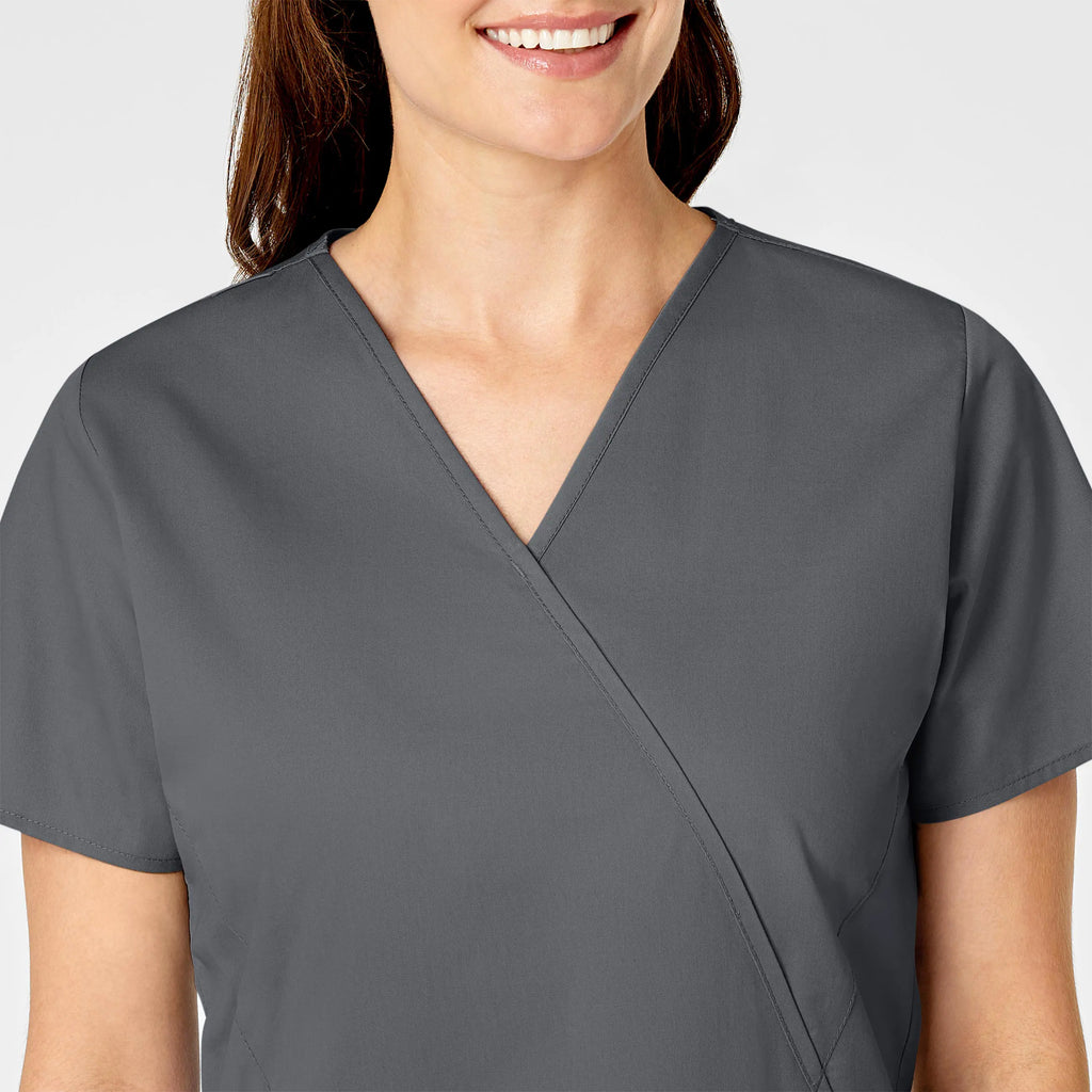 Wink Scrubs Women's WonderWORK Mock Wrap Scrub Top Pewter | scrub-supply.com