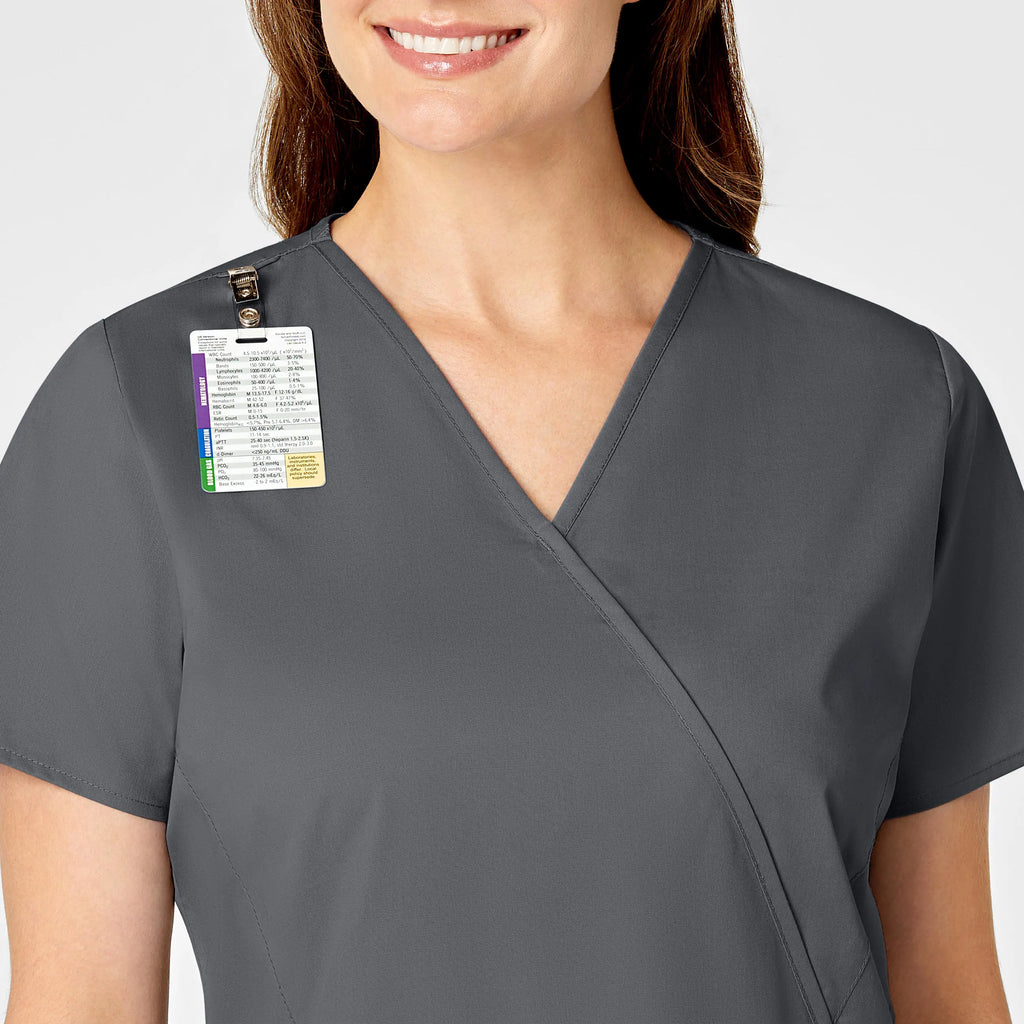 Wink Scrubs Women's WonderWORK Mock Wrap Scrub Top Pewter | scrub-supply.com