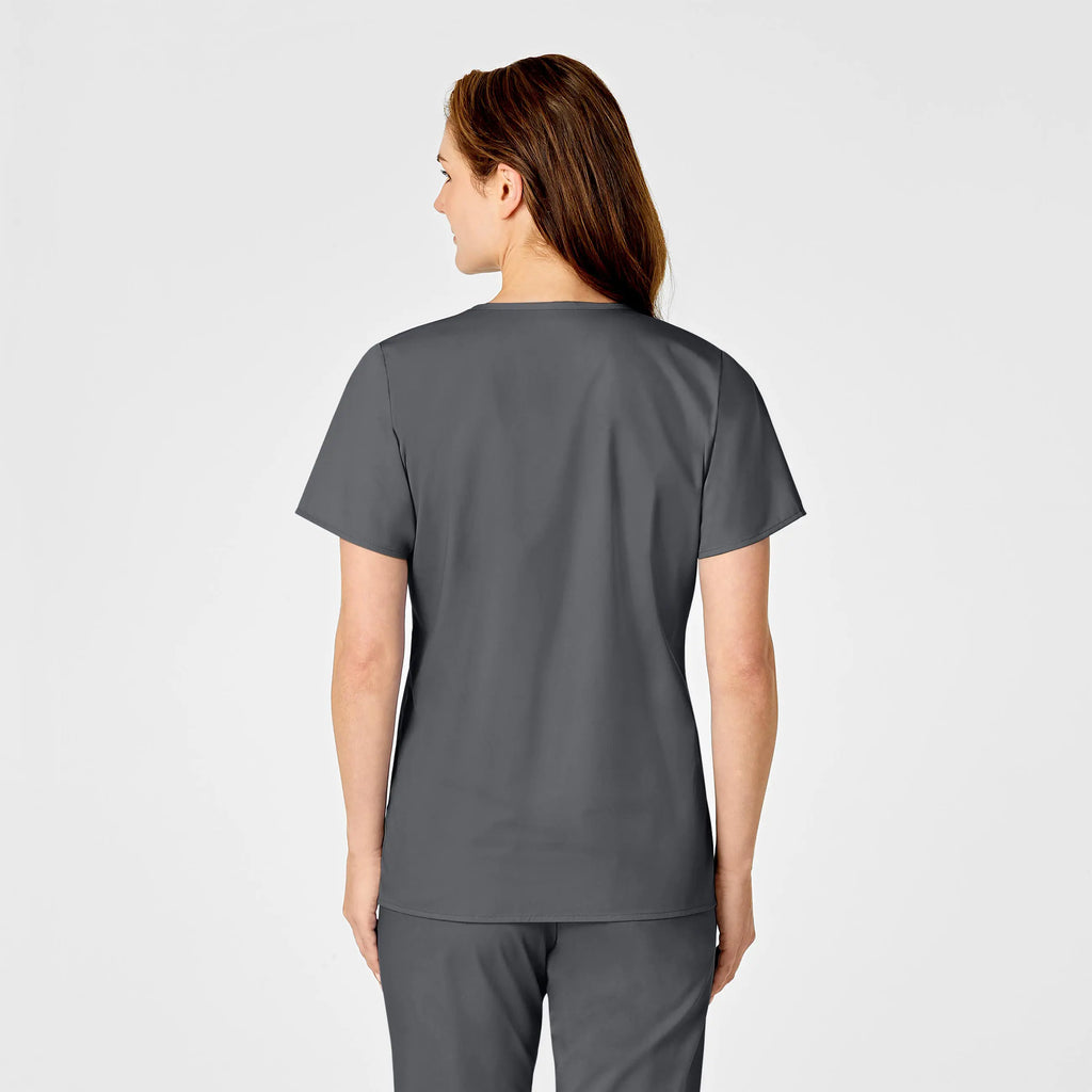 Wink Scrubs Women's WonderWORK Mock Wrap Scrub Top Pewter | scrub-supply.com