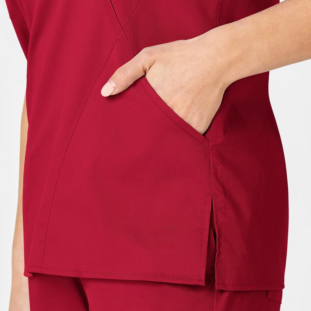 Wink Scrubs Women's WonderWORK Mock Wrap Scrub Top Red | scrub-supply.com