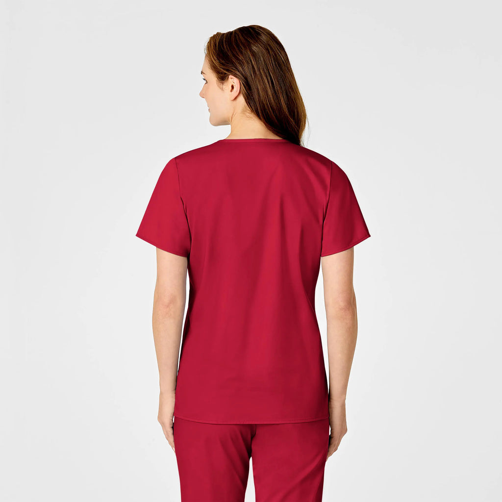 Wink Scrubs Women's WonderWORK Mock Wrap Scrub Top Red | scrub-supply.com