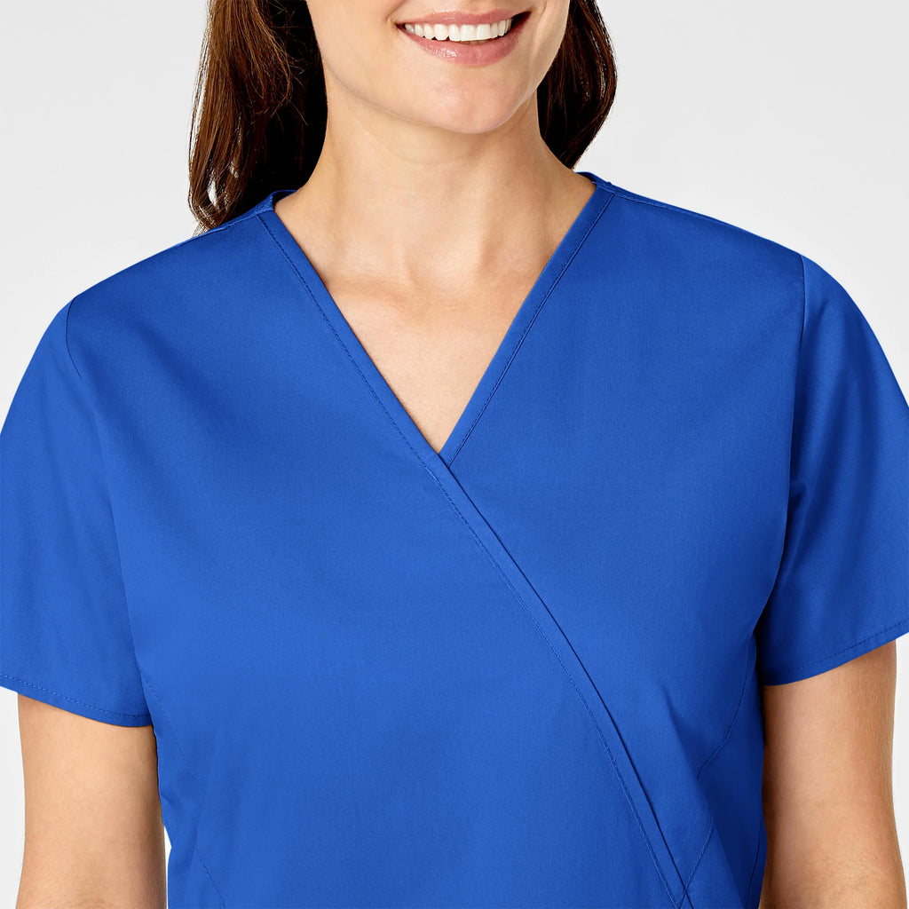 Wink Scrubs Women's WonderWORK Mock Wrap Scrub Top Royal Blue | scrub-supply.com