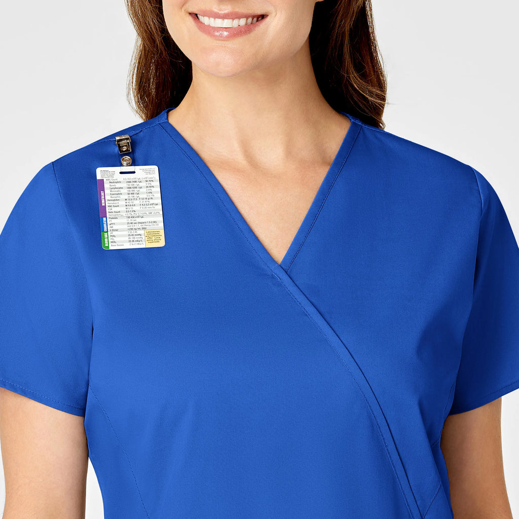 Wink Scrubs Women's WonderWORK Mock Wrap Scrub Top Royal Blue | scrub-supply.com