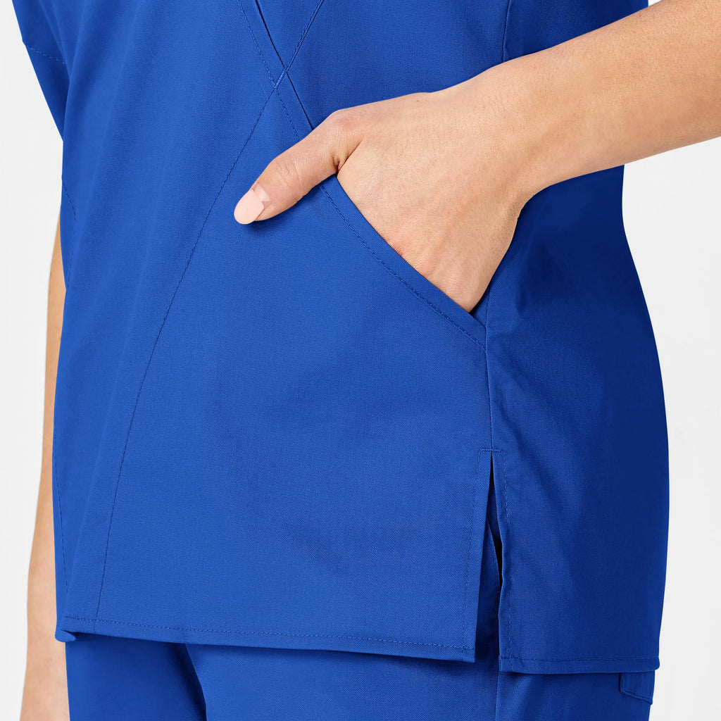 Wink Scrubs Women's WonderWORK Mock Wrap Scrub Top Royal Blue | scrub-supply.com