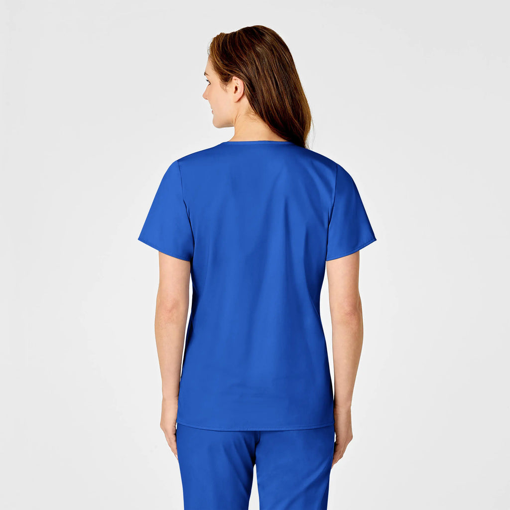 Wink Scrubs Women's WonderWORK Mock Wrap Scrub Top Royal Blue | scrub-supply.com