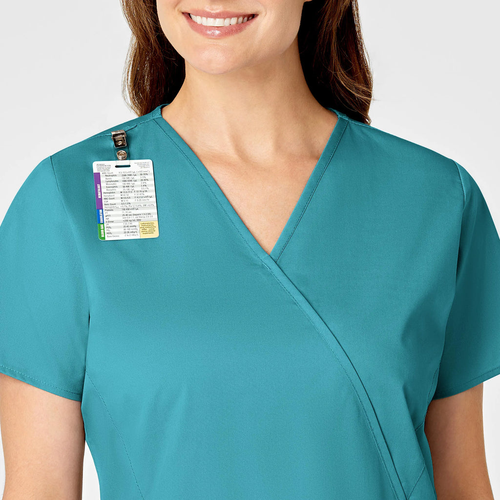 Wink Scrubs Women's WonderWORK Mock Wrap Scrub Top Teal | scrub-supply.com