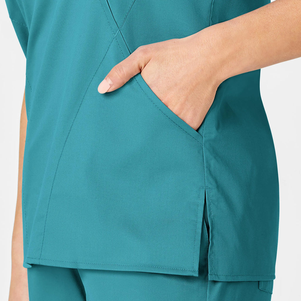 Wink Scrubs Women's WonderWORK Mock Wrap Scrub Top Teal | scrub-supply.com