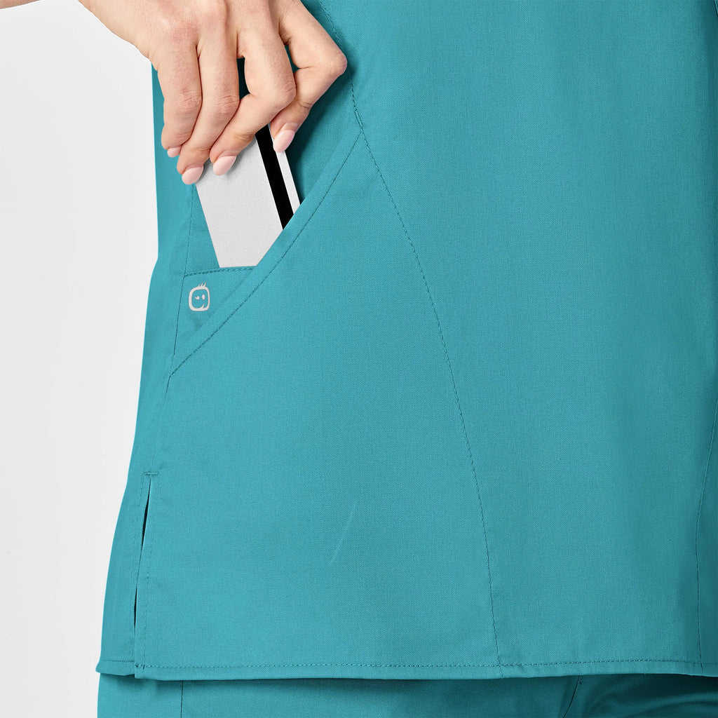 Wink Scrubs Women's WonderWORK Mock Wrap Scrub Top Teal | scrub-supply.com