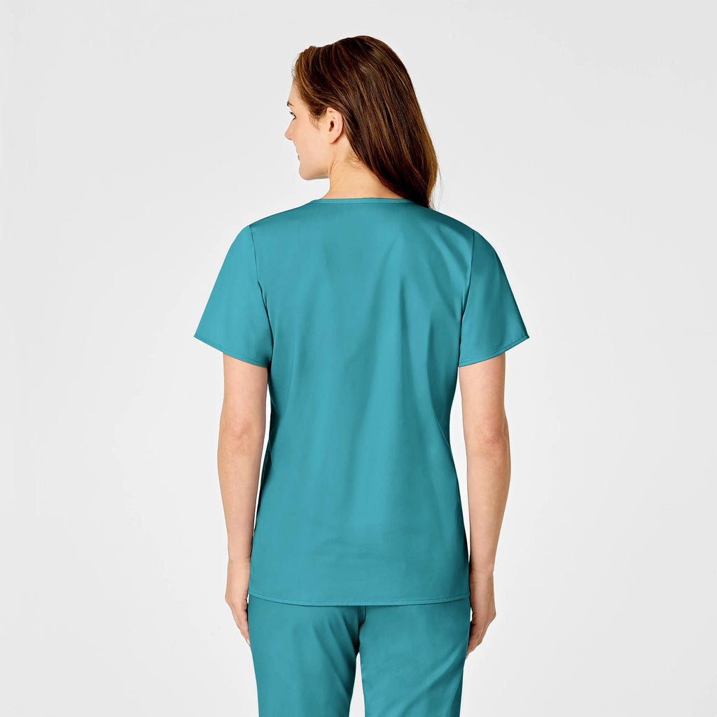 Wink Scrubs Women's WonderWORK Mock Wrap Scrub Top Teal | scrub-supply.com