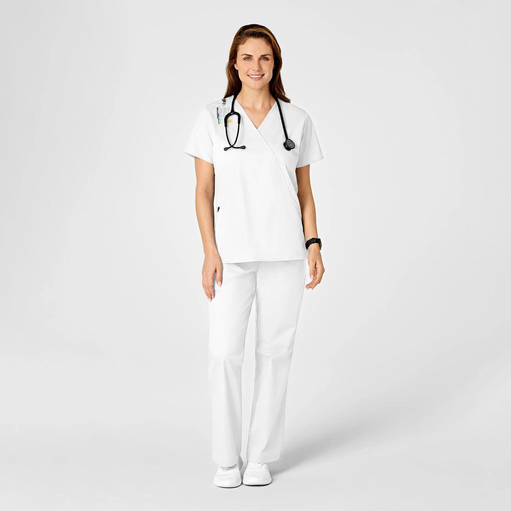 Wink Scrubs Women's WonderWORK Mock Wrap Scrub Top White | scrub-supply.com