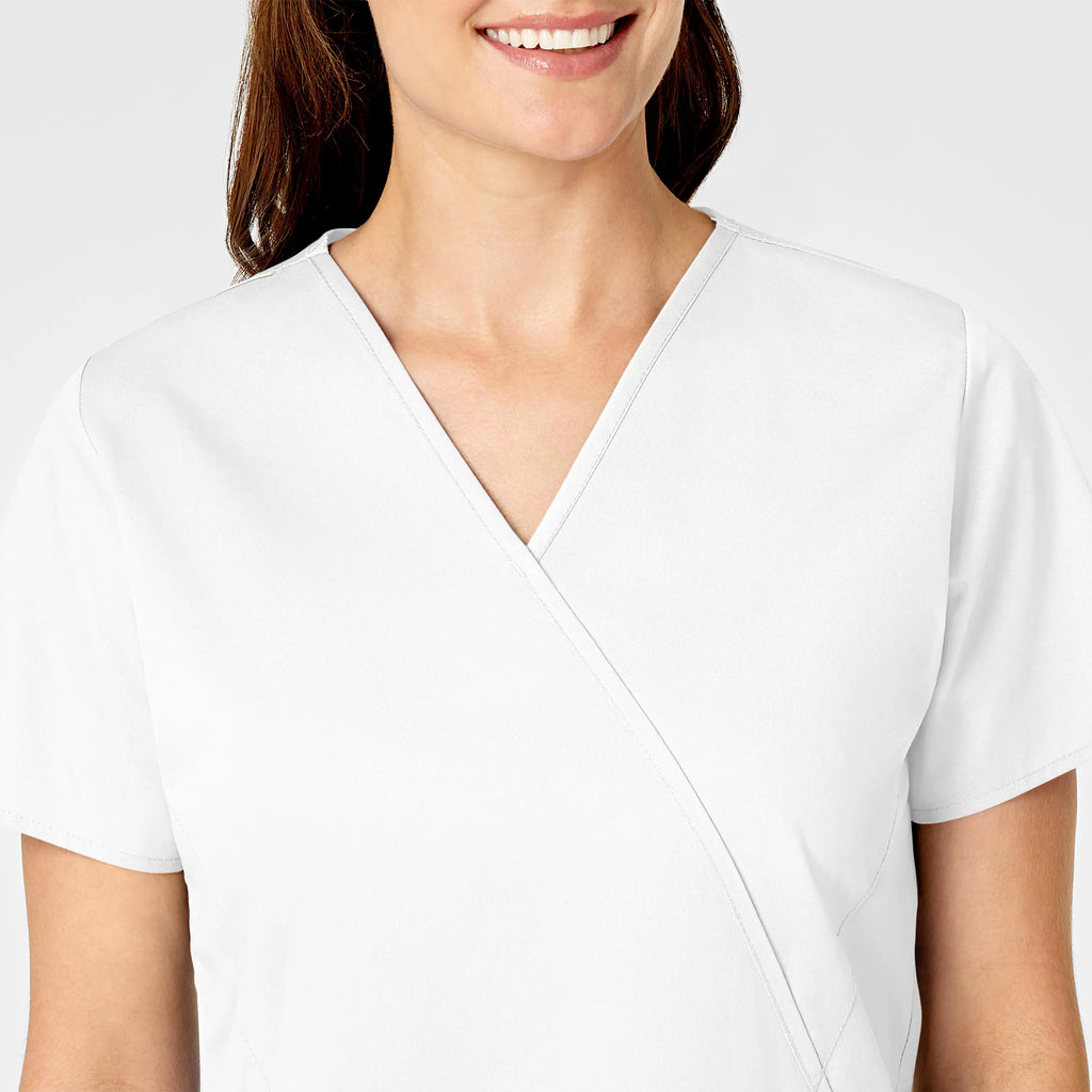 Wink Scrubs Women's WonderWORK Mock Wrap Scrub Top White | scrub-supply.com