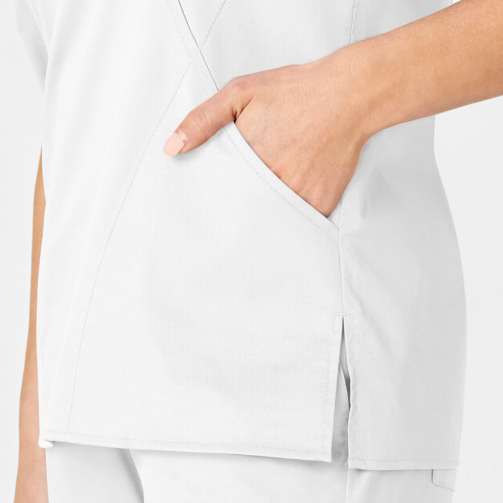 Wink Scrubs Women's WonderWORK Mock Wrap Scrub Top White | scrub-supply.com