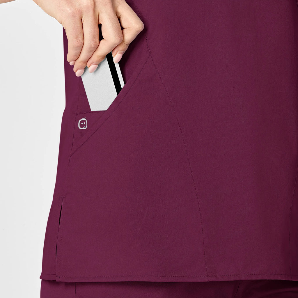 Wink Scrubs Women's WonderWORK Mock Wrap Scrub Top Wine | scrub-supply.com