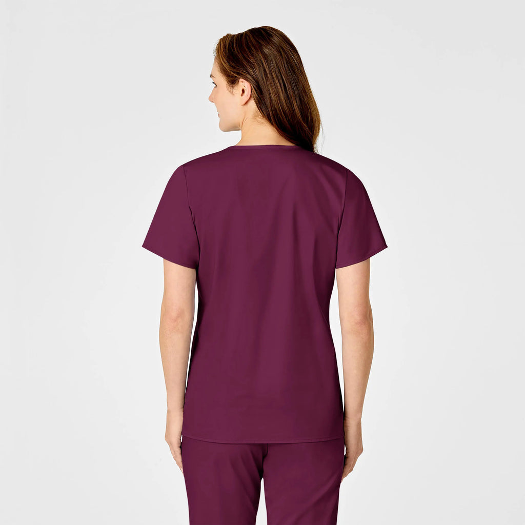 Wink Scrubs Women's WonderWORK Mock Wrap Scrub Top Wine | scrub-supply.com