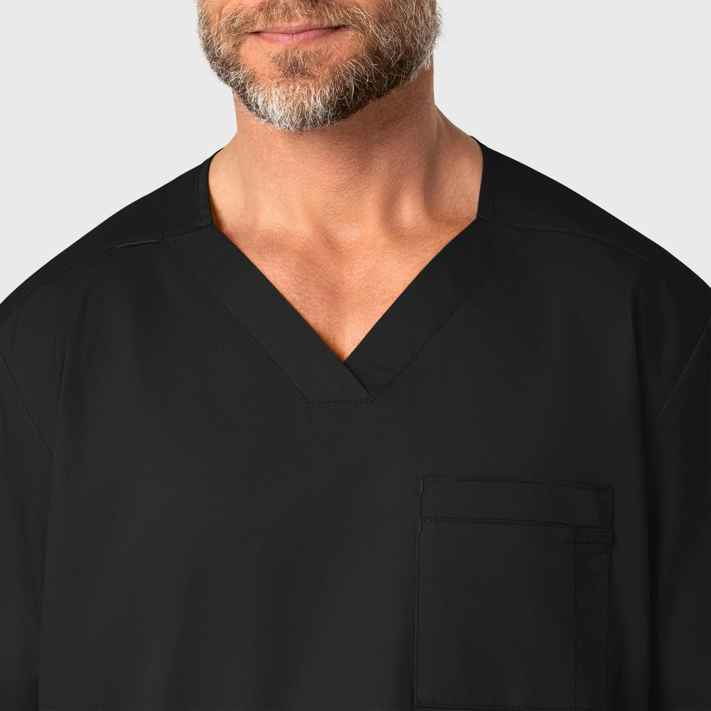 Wink Scrubs Men's WonderWORK V-Neck Scrub Top Black | scrub-supply.com