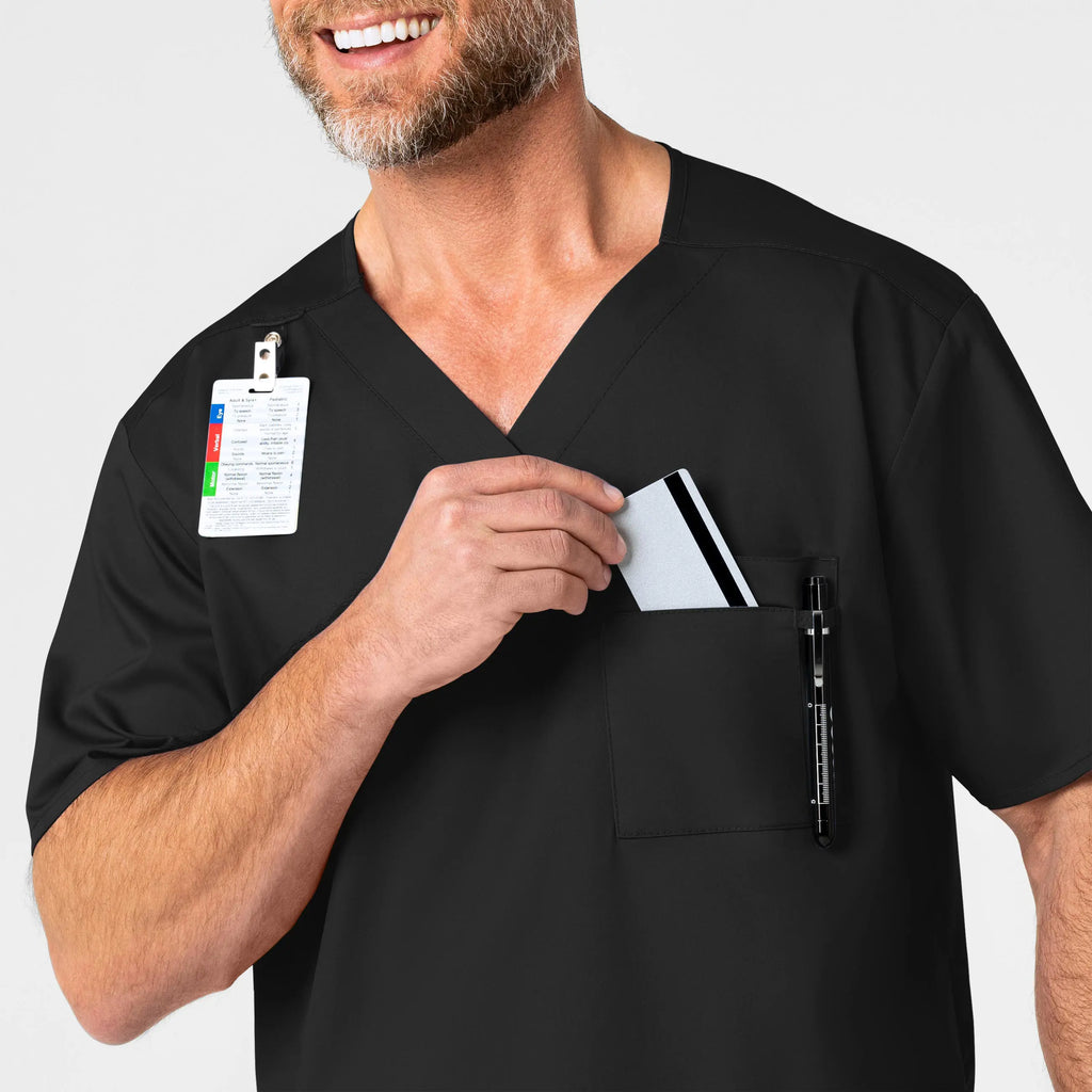 Wink Scrubs Men's WonderWORK V-Neck Scrub Top Black | scrub-supply.com