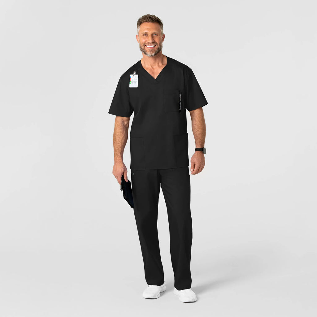 Wink Scrubs Men's WonderWORK V-Neck Scrub Top Black | scrub-supply.com