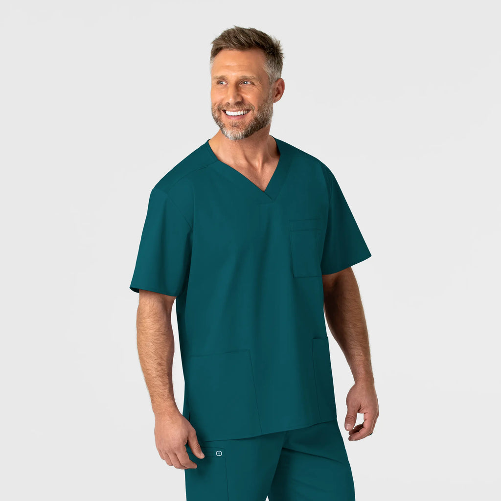 Wink Scrubs Men's WonderWORK V-Neck Scrub Top Caribbean Blue | scrub-supply.com