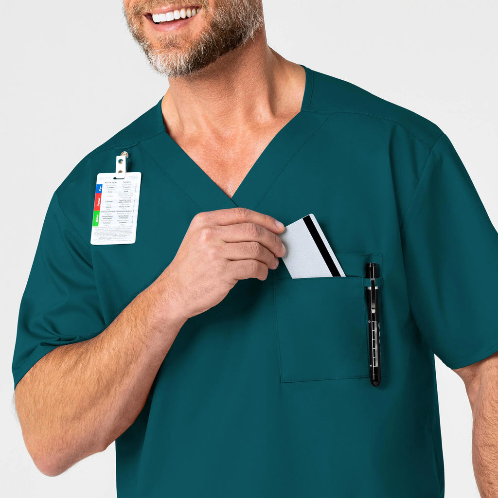 Wink Scrubs Men's WonderWORK V-Neck Scrub Top Caribbean Blue | scrub-supply.com