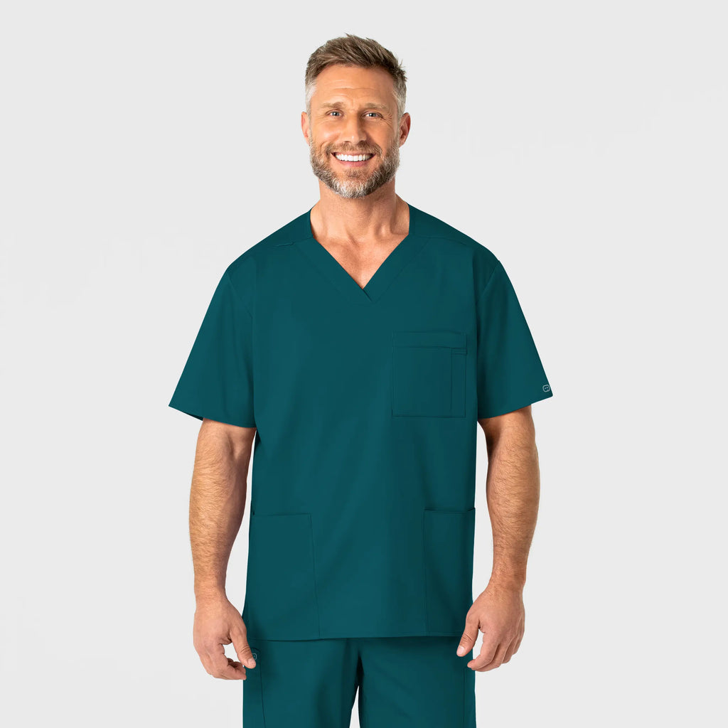 Wink Scrubs Men's WonderWORK V-Neck Scrub Top Caribbean Blue | scrub-supply.com