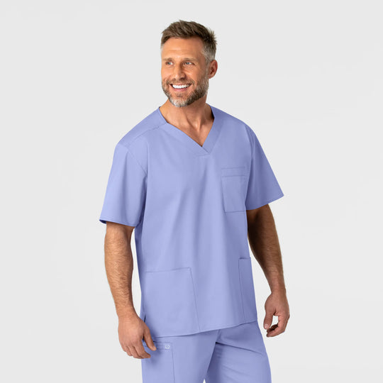 Wink Scrubs Men's WonderWORK V-Neck Scrub Top Ceil Blue | scrub-supply.com