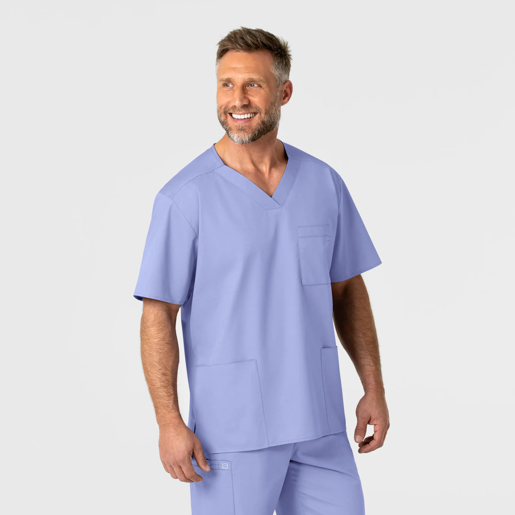 Wink Scrubs Men's WonderWORK V-Neck Scrub Top Ceil Blue | scrub-supply.com