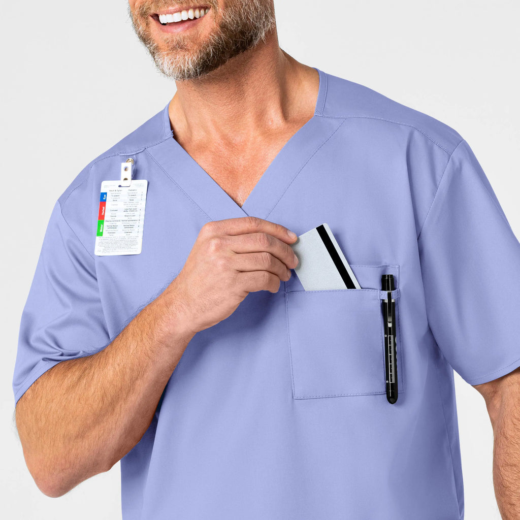 Wink Scrubs Men's WonderWORK V-Neck Scrub Top Ceil Blue | scrub-supply.com