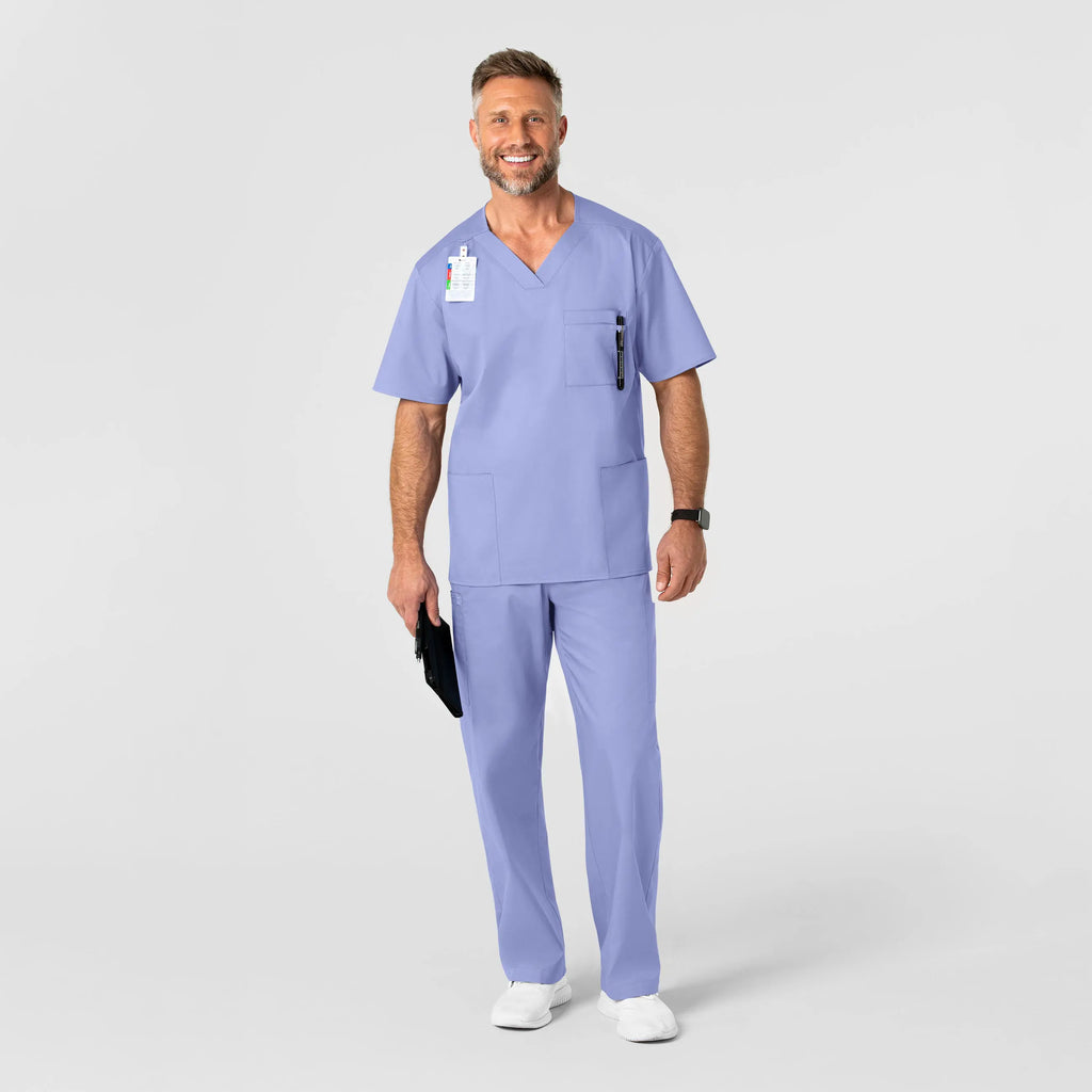 Wink Scrubs Men's WonderWORK V-Neck Scrub Top Ceil Blue | scrub-supply.com