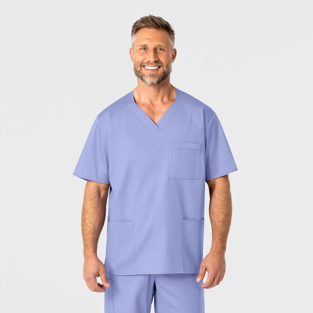 Wink Scrubs Men's WonderWORK V-Neck Scrub Top Ceil Blue | scrub-supply.com