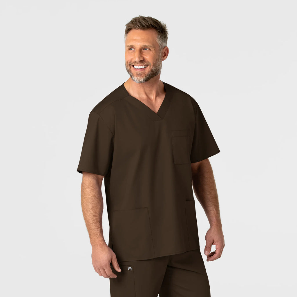 Wink Scrubs Men's WonderWORK V-Neck Scrub Top Chocolate | scrub-supply.com