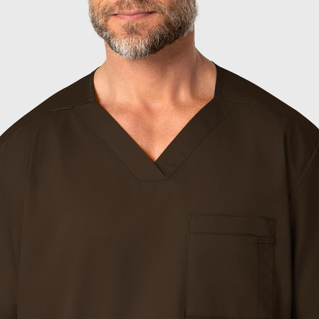 Wink Scrubs Men's WonderWORK V-Neck Scrub Top Chocolate | scrub-supply.com