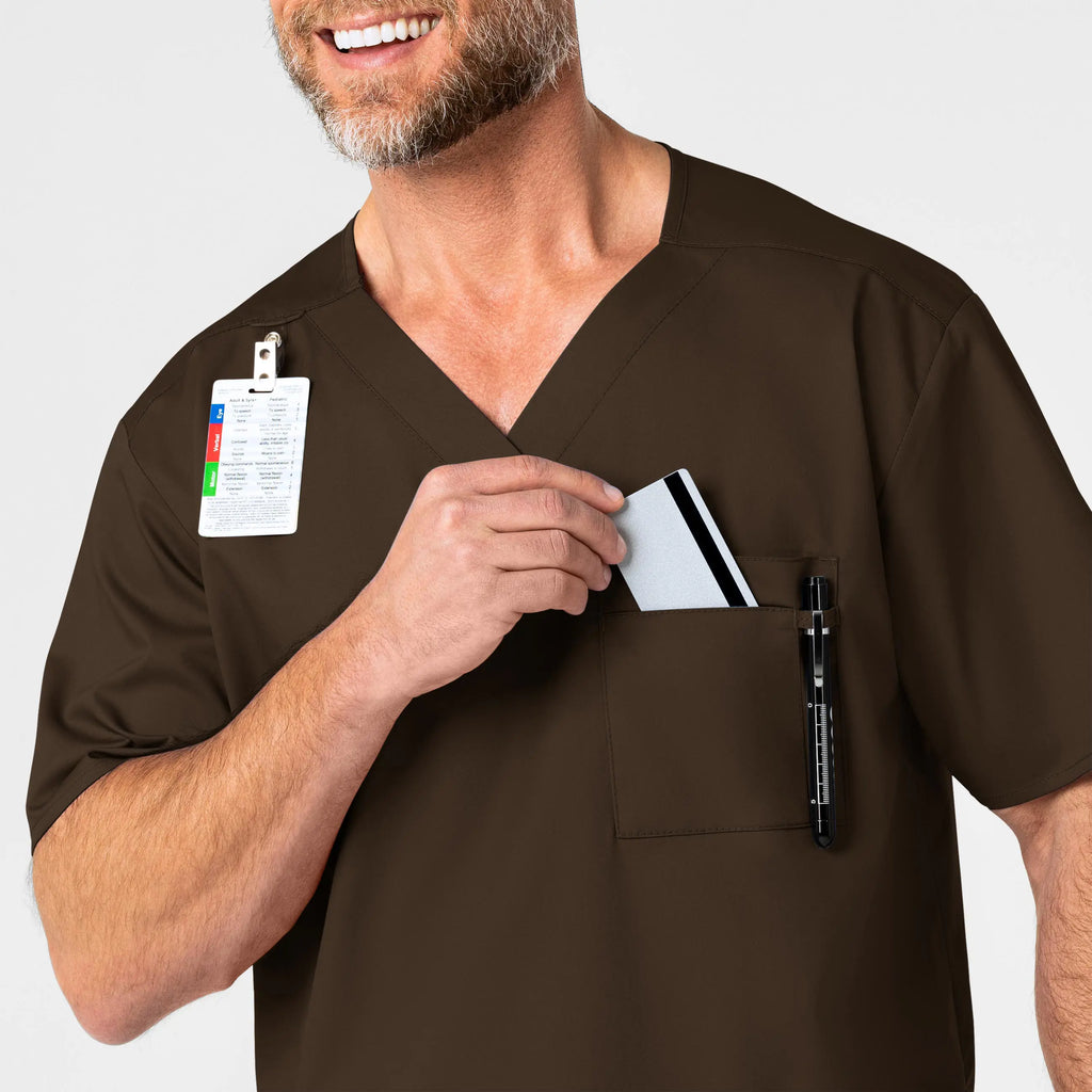 Wink Scrubs Men's WonderWORK V-Neck Scrub Top Chocolate | scrub-supply.com