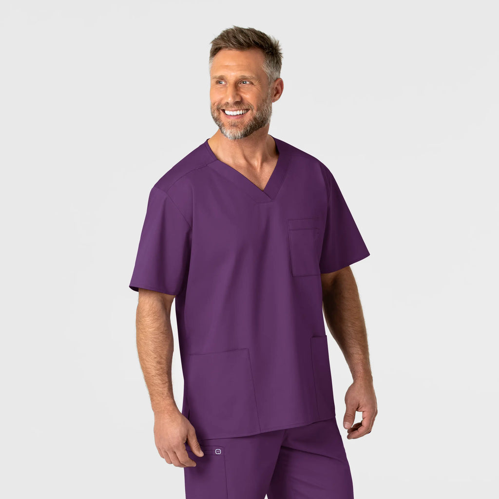 Wink Scrubs Men's WonderWORK V-Neck Scrub Top Eggplant | scrub-supply.com