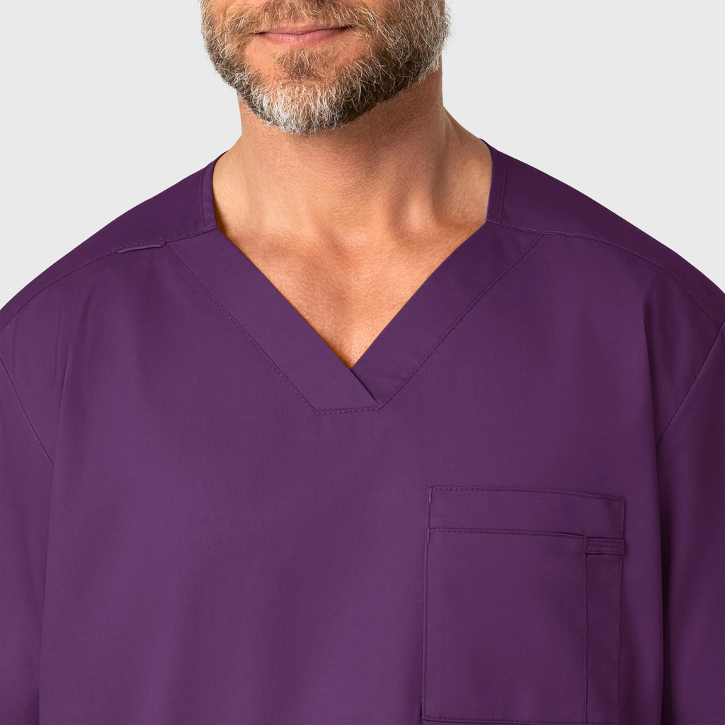 Wink Scrubs Men's WonderWORK V-Neck Scrub Top Eggplant | scrub-supply.com