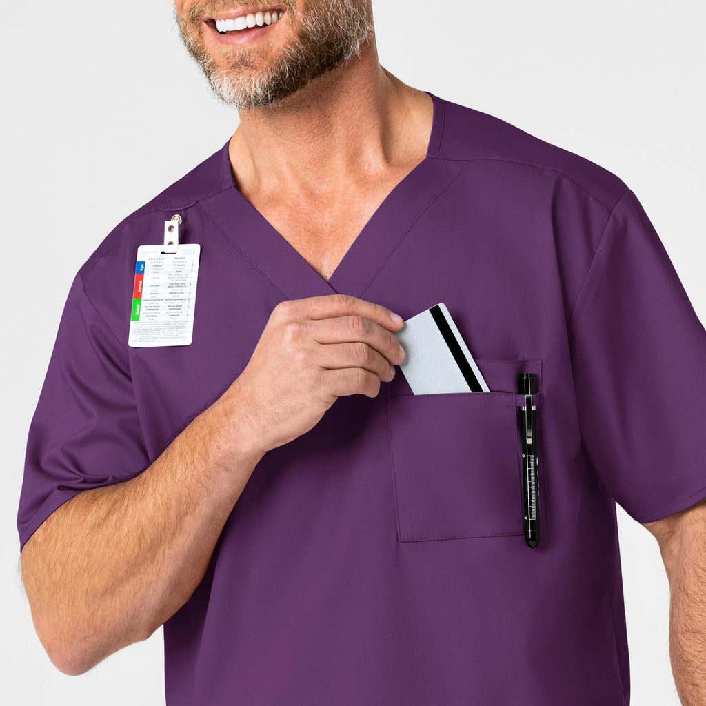 Wink Scrubs Men's WonderWORK V-Neck Scrub Top Eggplant | scrub-supply.com