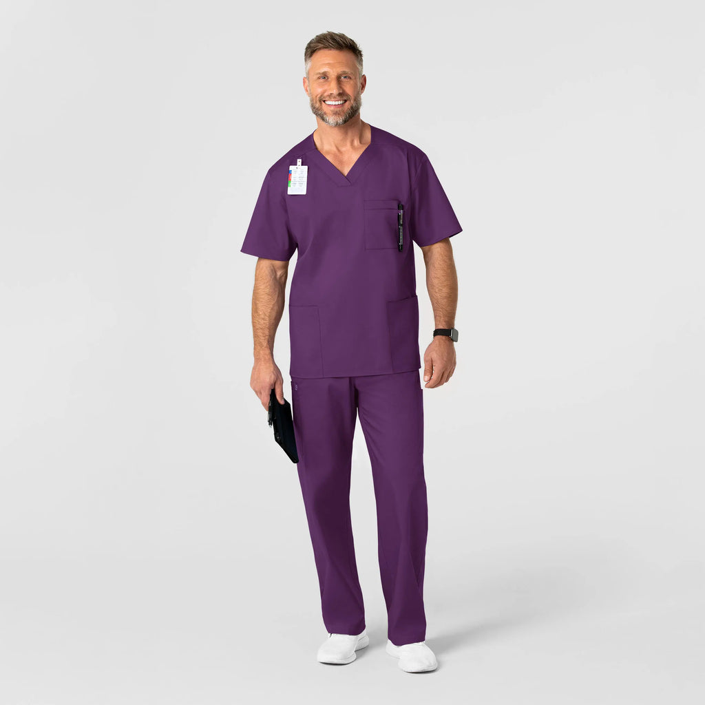 Wink Scrubs Men's WonderWORK V-Neck Scrub Top Eggplant | scrub-supply.com