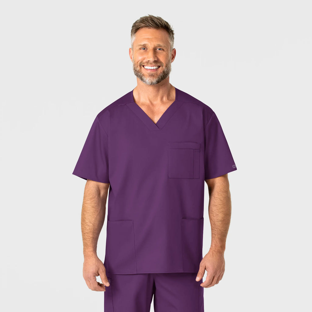 Wink Scrubs Men's WonderWORK V-Neck Scrub Top Eggplant | scrub-supply.com