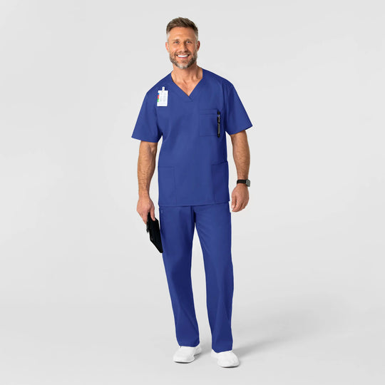 Wink Scrubs Men's WonderWORK V-Neck Scrub Top Galaxy Blue | scrub-supply.com