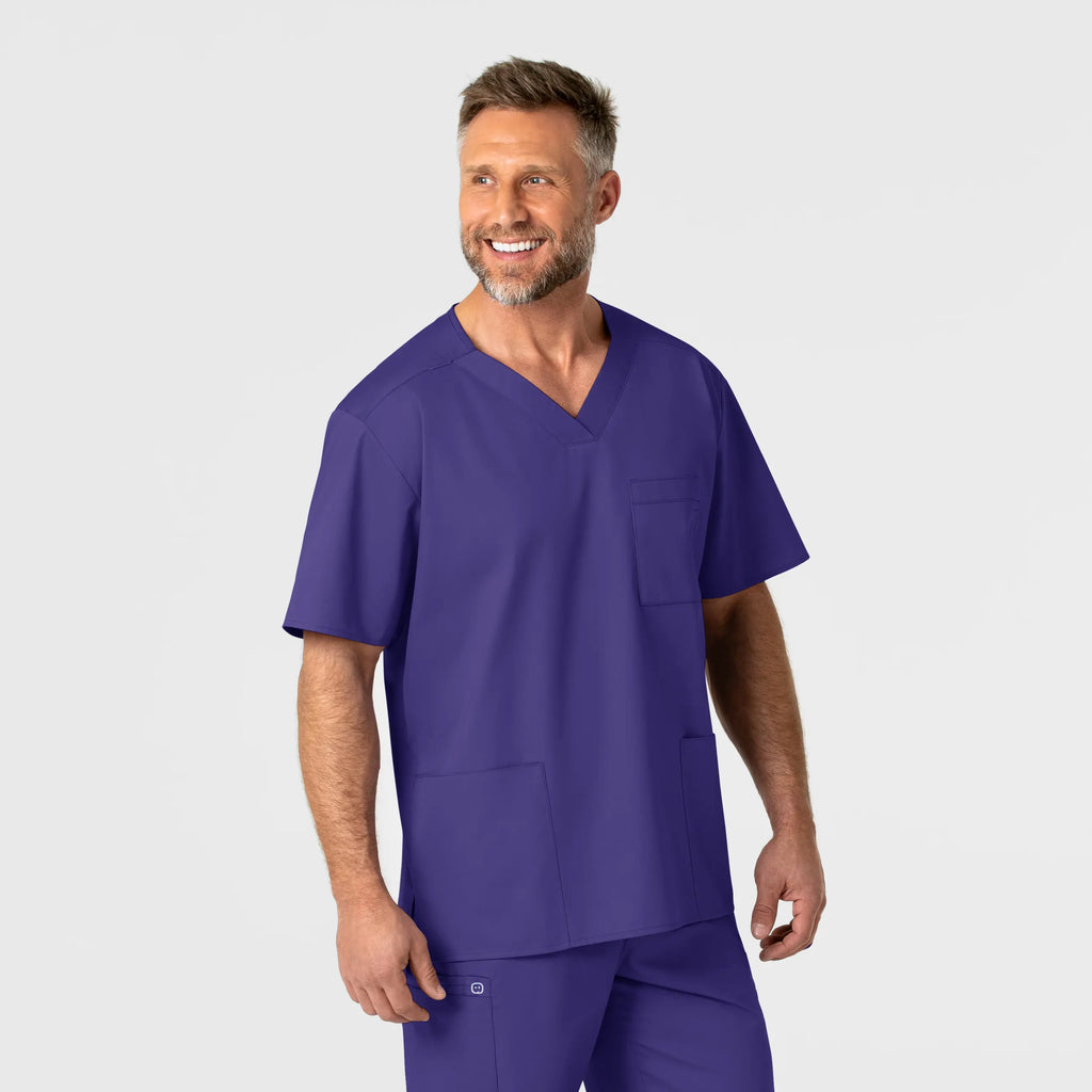 Wink Scrubs Men's WonderWORK V-Neck Scrub Top Grape | scrub-supply.com